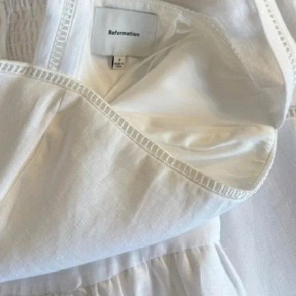 Reformation Everett Linen Dress In White, brand new, without tags, no flaws. - Picture 6 of 9